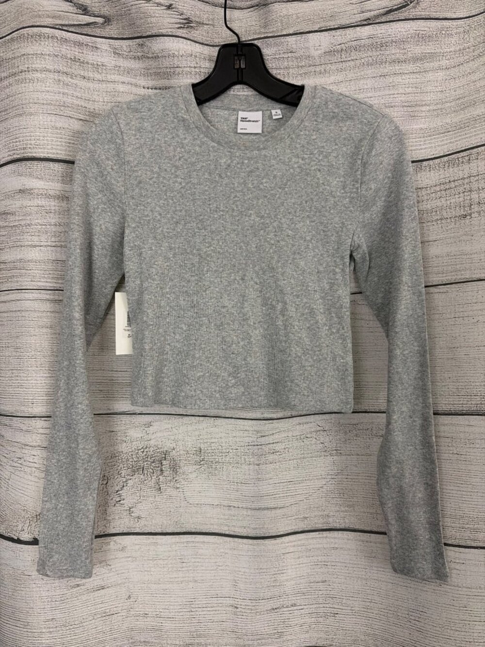 NWT TNA Homestretch Heather Chrome Cropped Long Sleeve Shirt Size S